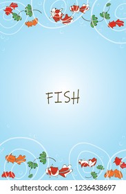 Goldfish swimming in pond water background.