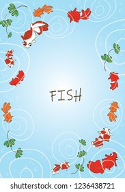 Goldfish swimming in pond water background.