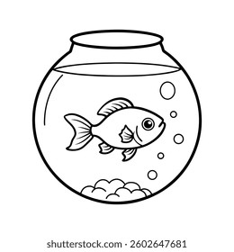 Goldfish swimming  vector silhouette  with while Background art