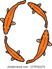 Goldfish top view. Vector illustration.