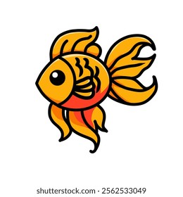 goldfish vector design illustration, goldfish icon, goldfish logo, cute animal, adorable animal, great as a sticker.