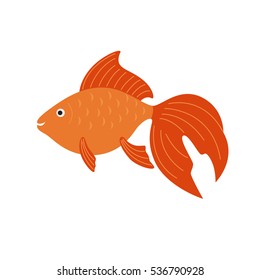 Goldfish. Vector illustration. Colorful cartoon flat aquarium fish icon for your design.