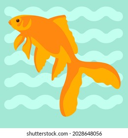 goldfish , vector illustration, flat style, side view