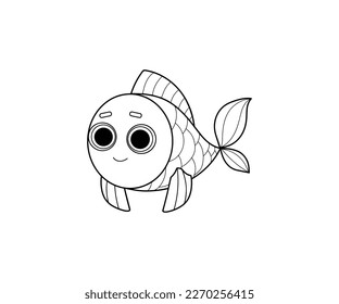 Goldfish vector isolated outline icon. Goldfish animal vector icon. Goldfish icon 