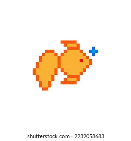 Goldfish vector logo and icon design. Pixel art and point style.
