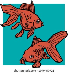 
Goldfish in Water Aquarium Colorful Orange and Blue