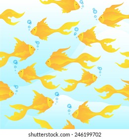 Goldfish in the water. Seamless background.