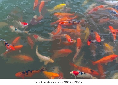 goldfishes swimming in the pond