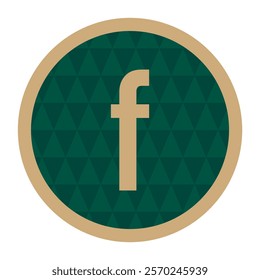 Gold-Framed Finesse: A lowercase ‘f’ stands prominently within a rich green triangle background, surrounded by a classic golden border for a refined aesthetic