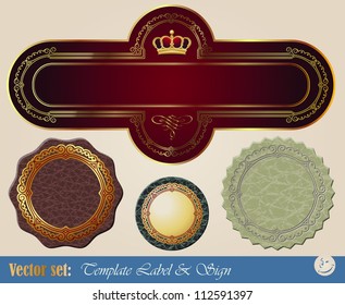 gold-framed labels on different topics for decoration and design