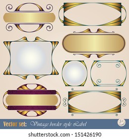 Gold-framed labels on different topics for decoration and design 