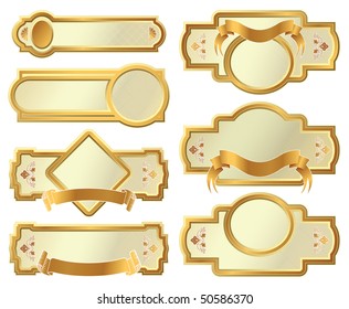 gold-framed labels on different topics for decoration and design