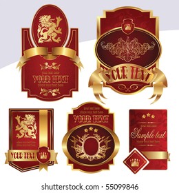 gold-framed labels on different topics for decoration and design