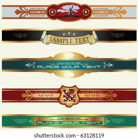 gold-framed labels on different topics for decoration and design