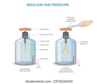 A gold-leaf electroscope detects electric charges by the divergence of thin gold leaves, a classic instrument in electrostatics.