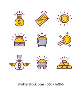 Gold&Money Vector icons. Line style vector.