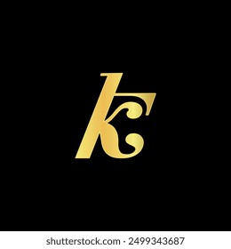 gold-plated and elegantly joined letters K-r or r-K symbol for premium brand presence on black background