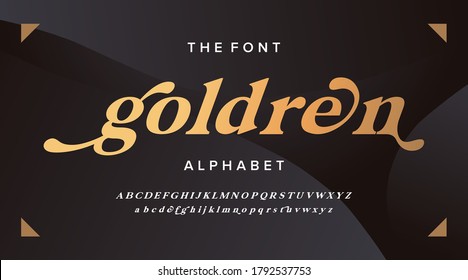 Goldren urban alphabet, minimal font. exclusive trend with black background. Vector illustration.