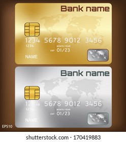 Gold/silver credit card or smart card template design