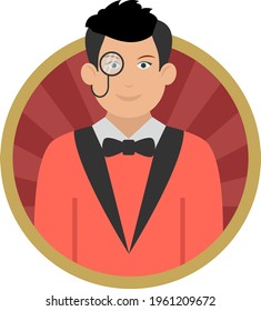 Goldsmith Concept, jeweler  Vector Round Icon Design, Professional uniform Symbol on White background, Labor Day people Stock illustration, character occupations sign