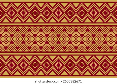 Gold,yellow , Geometric, seamless,pixel traditional ethnic, thai pattern, fabric pattern for textiles, rugs, wallpaper, clothing, sarong, batik, print, background, cover, illustration, vector.
