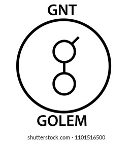 Golem Coin cryptocurrency blockchain icon. Virtual electronic, internet money or cryptocoin symbol, logo
