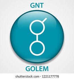Golem Coin cryptocurrency blockchain icon. Virtual electronic, internet money or cryptocoin symbol, logo