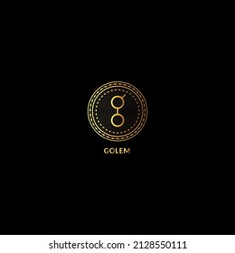Golem Coin Cryptocurrency icon Blockchain technology, Coin and NFT token symbols, Isolated logo