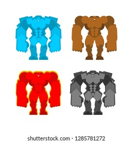 Golem set. Mud and Ice. Stone in fire. Four forces Fantastic Magic Big Monster