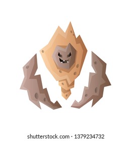 Golem stone rock monster, angry emotion hands