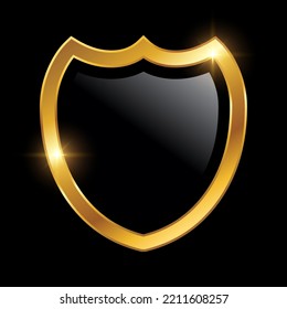 Golen Luxury Shield Vector Icon in black background Illustration with gold shine effect