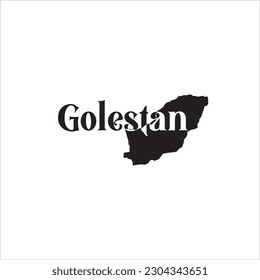 Golestan map and black lettering design on white background