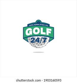 etiqueta del emblema del logo golf 24 7