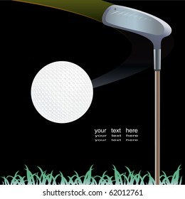 Golf abstract background with ball and stick. Vector illustration.