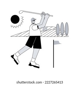 Golf abstract concept vector illustration. Mini golf world championship, outdoor recreation, country club tournament, rent equipment, personal training service, active lifestyle abstract metaphor.