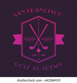 Golf academy logo, emblem with clubs