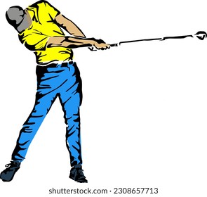 Golf action illustration vector isolated
