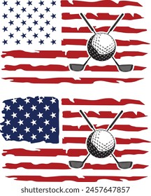 Golf american flag, US flag, golf ball, golf team, golf club vector files
