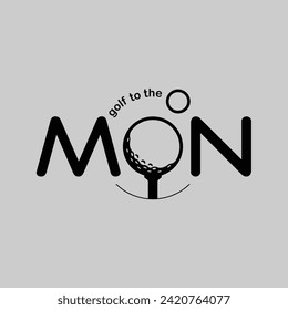 Golf apparel vector design with golf to the moon theme