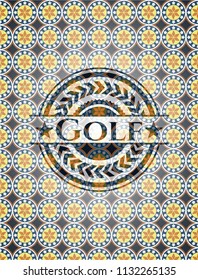 Golf arabic style emblem. Arabesque decoration.