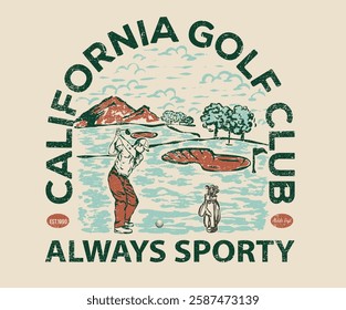 Golf athletic club artwork design for t shirt print, poster, sticker and other uses.	