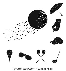 Golf and attributes black icons in set collection for design.Golf Club and equipment vector symbol stock web illustration.