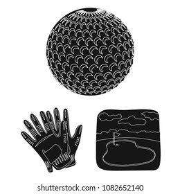 Golf and attributes black icons in set collection for design.Golf Club and equipment vector symbol stock web illustration.