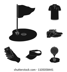 Golf and attributes black icons in set collection for design.Golf Club and equipment vector symbol stock web illustration.