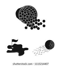 Golf and attributes black icons in set collection for design.Golf Club and equipment vector symbol stock web illustration.