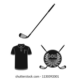 Golf and attributes black icons in set collection for design.Golf Club and equipment vector symbol stock web illustration.