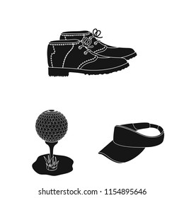 Golf and attributes black icons in set collection for design.Golf Club and equipment vector symbol stock web illustration.