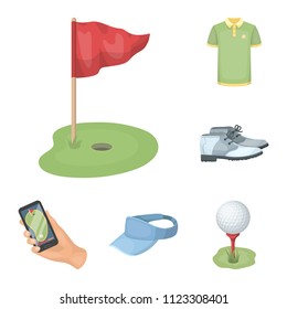 Golf and attributes cartoon icons in set collection for design.Golf Club and equipment vector symbol stock web illustration.