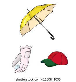 Golf and attributes cartoon icons in set collection for design.Golf Club and equipment vector symbol stock web illustration.