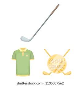 Golf and attributes cartoon icons in set collection for design.Golf Club and equipment vector symbol stock web illustration.
